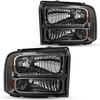 OEDRO? Headlights Assembly for 2005-2007 Ford F250-F550 Super Duty & 2005 Ford Excursion,  Black Housing