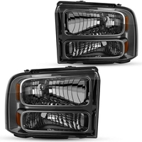 OEDRO? Headlights Assembly for 2005-2007 Ford F250-F550 Super Duty & 2005 Ford Excursion,  Black Housing