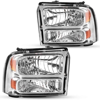 OEDRO? Headlights Assembly for 2005-2007 Ford F250-F550 Super Duty,  Chrome Housing Clear Lens