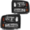 OEDRO? Headlights Assembly for 2005-2007 Ford F250-F550 Super Duty with Amber Reflectors Clear Lens Black Housing