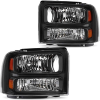 OEDRO? Headlights Assembly for 2005-2007 Ford F250-F550 Super Duty with Amber Reflectors Clear Lens Black Housing