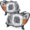 OEDRO? Headlights Assembly for 2005-2011 Toyota Tacoma,  Dual Projector LED Chrome Housing Amber Reflector Headlights