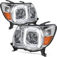 OEDRO? Headlights Assembly for 2005-2011 Toyota Tacoma,  Dual Projector LED Chrome Housing Amber Reflector Headlights