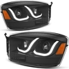 OEDRO? Headlights Assembly for 2006-2008 Dodge Ram 1500,  2006-2009 Dodge Ram 2500 3500,  Black Housing Clear Lens Headlamps