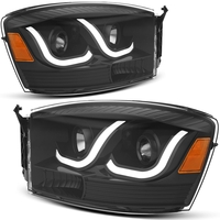 OEDRO? Headlights Assembly for 2006-2008 Dodge Ram 1500,  2006-2009 Dodge Ram 2500 3500,  Black Housing Clear Lens Headlamps