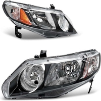 OEDRO? Headlights Assembly for 2006-2011 Honda Civic Sedan 4 Door,  Black Housing Amber Reflectors