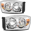 OEDRO? Headlights Assembly for 2007-2008 Dodge Ram 1500,  2007-2009 Dodge Ram 2500 3500 , Clear Housing Amber Reflector