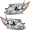 OEDRO? Headlights Assembly for 2007-2009 Toyota Camry,  Amber Reflector Clear Lens Chrome Housing Projector Headlamps