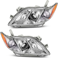 OEDRO? Headlights Assembly for 2007-2009 Toyota Camry,  Amber Reflector Clear Lens Chrome Housing Projector Headlamps