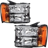 OEDRO? Headlights Assembly for 2007-2013 GMC Sierra 1500/2007-2014 GMC Sierra 2500/3500HD-Chrome Housing Clear Lens