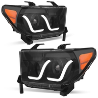 OEDRO? Headlights Assembly for 2007-2013 Toyota Tundra 2008-2017 Sequoia,  Black Housing LED DRL Tube