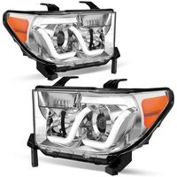 OEDRO? Headlights Assembly for 2007-2013 Toyota Tundra/2008-2017 Sequoia,  Chrome Housing LED DRL Tube Projector