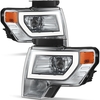 OEDRO? Headlights Assembly for 2009-2014 Ford F-150,  Upgrade LED Tube DRL Dual with Clear Lens