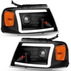 OEDRO? Headlights for 2004-2008 Ford F150 Pickup,  Newest Dual Projector Clear Lens Amber Side Black Housing