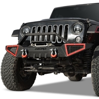 OEDRO Jeep Front Bumper with Winch Plate Mounting & 2 x D-Rings for 2007-2018 Wrangler JK & Unlimited JKU (2/4 Doors)