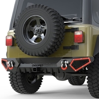 OEDRO Jeep Rear Bumper for 1987-2006 Wrangler TJ & YJ with Hitch Receiver & 2 x D-Rings