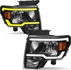 OEDRO? LED DRL Amber Reflector Headlights Assembly for 09-14 Ford F150