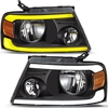 OEDRO? LED DRL Black Housing Headlights Assembly for 04-08 Ford F150