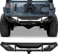 OEDRO? Rear Bumper for 2007-2018 Jeep Wrangler JK & JKU Unlimited,  Full Width Bumper w/D-Rings & Hitch Receiver & Reflective Armor