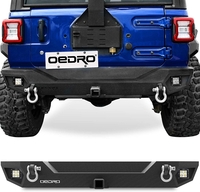 OEDRO? Rear Bumper for 2018-2022 Jeep Wrangler JL,  Rock Crawler Bumper with Hitch Receiver 2 x LED Lights & 2 x D-Rings (Not for JK)