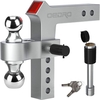 OEDRO? Silver 8" Drop Tow Balls Adjustable Trailer Hitch Ball/Forged Aluminum Shank,  w/Double Pin Key Locks