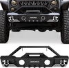 OEDRO? Stubby Front Bumper for 2007-2018 Jeep Wrangler JK & JKU Unlimited,  Off-Road Bumper w/Fog Light Hole & D-Rings & Winch Plate