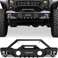 OEDRO? Stubby Front Bumper for 2007-2018 Jeep Wrangler JK & JKU Unlimited,  Off-Road Bumper w/Fog Light Hole & D-Rings & Winch Plate
